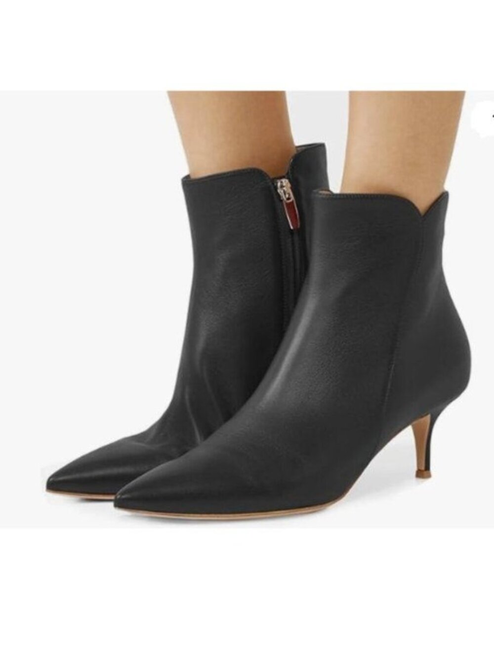 YDN Women Dressy Kitten Low Heel Ankle Boots Pointed Toe Booties Shoes Black
